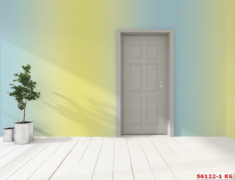 Sự pha trộn của màu vàng và màu xanh lam đã tạo nên hình ảnh giấy dán tường hàn quốc hiện đại khác biệt